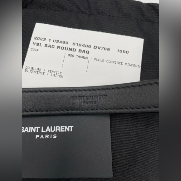 NEW SAINT LAURENT YSL BLACK QUILTED LEATHER CIRCLE ROUND MONOGRAM BAG PURSE - Picture 10 of 12